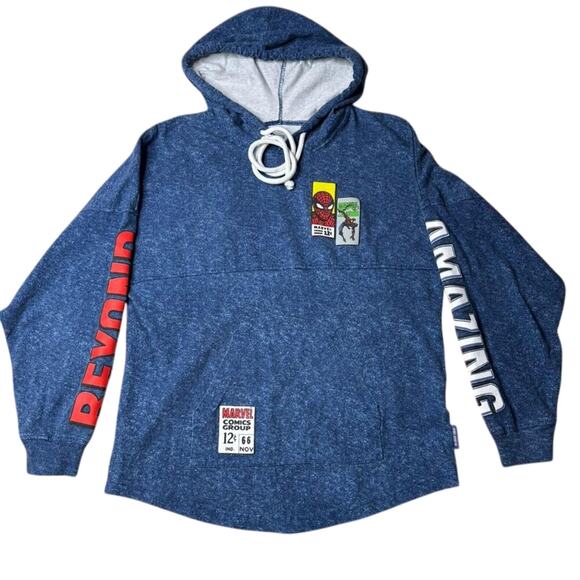 Marvel Tops - Marvel x Disney Spider-Man 60th Anniversary Spirit Jersey Hoodie S Blue